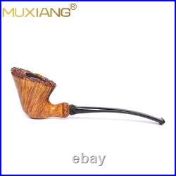 MUXIANG Smooth Freehand Pipe Briar Wooden Burl Tobacco Pipe 3mm Vulcanite Stem
