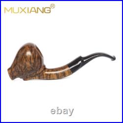 MUXIANG Smooth Freehand Pipe Briar Wooden Poker Tobacco Pipe Cumberland Stem