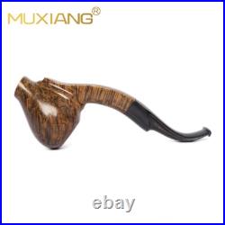 MUXIANG Smooth Freehand Pipe Briar Wooden Poker Tobacco Pipe Cumberland Stem