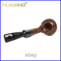 MUXIANG Smooth Freehand Pipe Briar Wooden Poker Tobacco Pipe Cumberland Stem