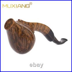 MUXIANG Smooth Freehand Pipe Briar Wooden Poker Tobacco Pipe Cumberland Stem
