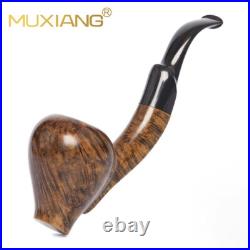 MUXIANG Smooth Freehand Pipe Briar Wooden Poker Tobacco Pipe Cumberland Stem