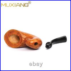 MUXIANG Smooth Freehand Pipe Briar Wooden Tobacco Pipe 3mm Bent Vulcanite Stem