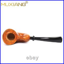MUXIANG Smooth Freehand Pipe Briar Wooden Tobacco Pipe 3mm Bent Vulcanite Stem