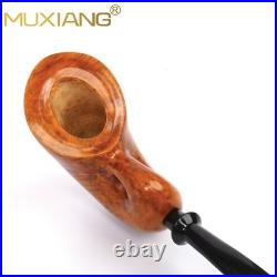 MUXIANG Smooth Freehand Pipe Briar Wooden Tobacco Pipe 3mm Bent Vulcanite Stem