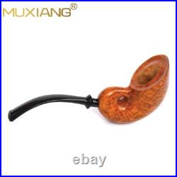 MUXIANG Smooth Freehand Pipe Briar Wooden Tobacco Pipe 3mm Bent Vulcanite Stem