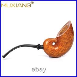 MUXIANG Smooth Freehand Pipe Briar Wooden Tobacco Pipe 3mm Bent Vulcanite Stem