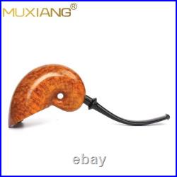 MUXIANG Smooth Freehand Pipe Briar Wooden Tobacco Pipe 3mm Bent Vulcanite Stem