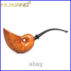 MUXIANG Smooth Freehand Pipe Briar Wooden Tobacco Pipe 3mm Bent Vulcanite Stem