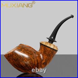 MUXIANG Smooth Freehand Pipe Briar Wooden Tobacco Pipe Black Cumberland Stem