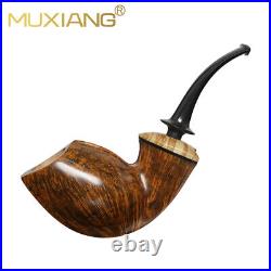MUXIANG Smooth Freehand Pipe Briar Wooden Tobacco Pipe Black Cumberland Stem