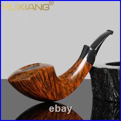 MUXIANG Smooth Freehand Pipe Briar Wooden Tobacco Pipe Horn Pipe Cumberland Stem