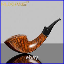 MUXIANG Smooth Freehand Pipe Briar Wooden Tobacco Pipe Horn Pipe Cumberland Stem
