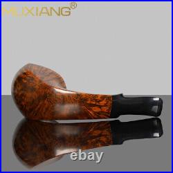 MUXIANG Smooth Freehand Pipe Briar Wooden Tobacco Pipe Horn Pipe Cumberland Stem