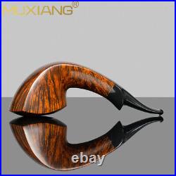 MUXIANG Smooth Freehand Pipe Briar Wooden Tobacco Pipe Horn Pipe Cumberland Stem
