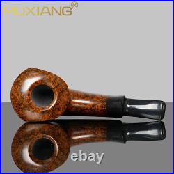 MUXIANG Smooth Freehand Pipe Briar Wooden Tobacco Pipe Horn Pipe Cumberland Stem