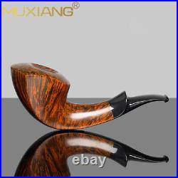 MUXIANG Smooth Freehand Pipe Briar Wooden Tobacco Pipe Horn Pipe Cumberland Stem