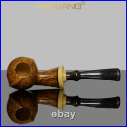 MUXIANG Smooth Freehand Pipe Briar Wooden Tobacco Smoking Pipe Cumberland Stem