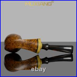 MUXIANG Smooth Freehand Pipe Briar Wooden Tobacco Smoking Pipe Cumberland Stem