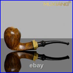 MUXIANG Smooth Freehand Pipe Briar Wooden Tobacco Smoking Pipe Cumberland Stem