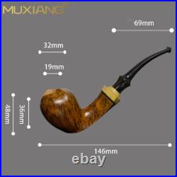 MUXIANG Smooth Freehand Pipe Briar Wooden Tobacco Smoking Pipe Cumberland Stem