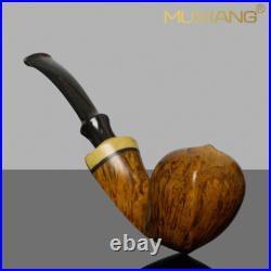 MUXIANG Smooth Freehand Pipe Briar Wooden Tobacco Smoking Pipe Cumberland Stem
