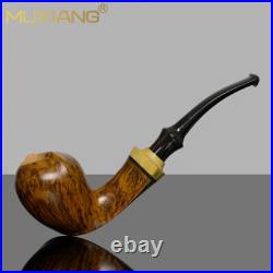 MUXIANG Smooth Freehand Pipe Briar Wooden Tobacco Smoking Pipe Cumberland Stem
