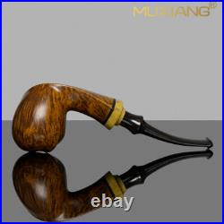 MUXIANG Smooth Freehand Pipe Briar Wooden Tobacco Smoking Pipe Cumberland Stem