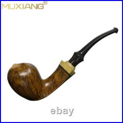 MUXIANG Smooth Freehand Pipe Briar Wooden Tobacco Smoking Pipe Cumberland Stem