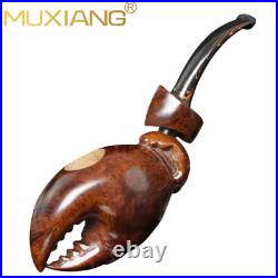 MUXIANG Smooth Freehand Pipe Handmade Wooden Tobacco Smoking Pipe Vulcanite Stem