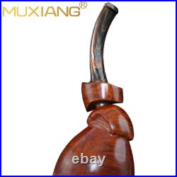 MUXIANG Smooth Freehand Pipe Handmade Wooden Tobacco Smoking Pipe Vulcanite Stem