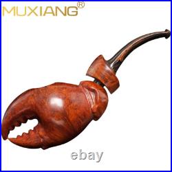 MUXIANG Smooth Freehand Pipe Wooden Tobacco Smoking Pipe Vulcanite Stem Gift Box