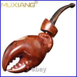 MUXIANG Smooth Freehand Pipe Wooden Tobacco Smoking Pipe Vulcanite Stem Gift Box
