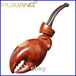MUXIANG Smooth Freehand Pipe Wooden Tobacco Smoking Pipe Vulcanite Stem Gift Box