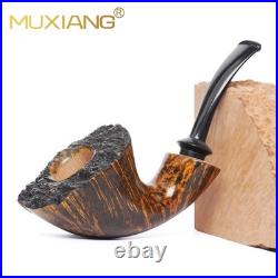MUXIANG Smooth Horn Pipe Briar Wooden Tobacco Pipe Ebonite Stem Freehand Pipe