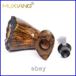 MUXIANG Smooth Horn Pipe Briar Wooden Tobacco Pipe Ebonite Stem Freehand Pipe