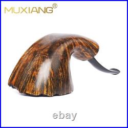 MUXIANG Smooth Horn Pipe Briar Wooden Tobacco Pipe Ebonite Stem Freehand Pipe