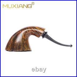 MUXIANG Smooth Horn Pipe Briar Wooden Tobacco Pipe Ebonite Stem Freehand Pipe