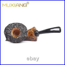 MUXIANG Smooth Horn Pipe Briar Wooden Tobacco Pipe Ebonite Stem Freehand Pipe