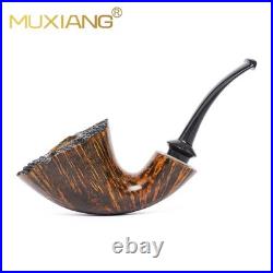 MUXIANG Smooth Horn Pipe Briar Wooden Tobacco Pipe Ebonite Stem Freehand Pipe