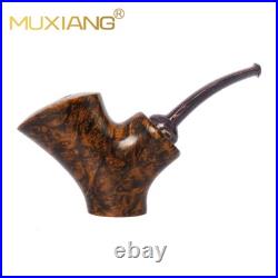 MUXIANG Smooth Poker Pipe Briar Wooden Tobacco Pipe Cumberland Stem Sitter Pipe