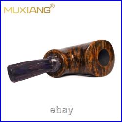 MUXIANG Smooth Poker Pipe Briar Wooden Tobacco Pipe Cumberland Stem Sitter Pipe