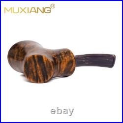 MUXIANG Smooth Poker Pipe Briar Wooden Tobacco Pipe Cumberland Stem Sitter Pipe