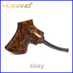 MUXIANG Smooth Poker Pipe Briar Wooden Tobacco Pipe Cumberland Stem Sitter Pipe