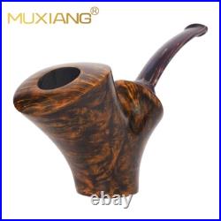 MUXIANG Smooth Poker Pipe Briar Wooden Tobacco Pipe Cumberland Stem Sitter Pipe