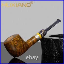 MUXIANG Smooth Pot Freehand Pipe Briar Wooden Tobacco Smoking Pipe Ebonite Stem