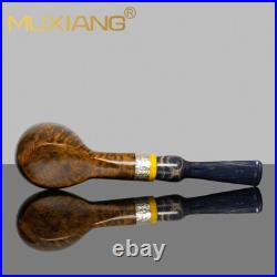MUXIANG Smooth Pot Freehand Pipe Briar Wooden Tobacco Smoking Pipe Ebonite Stem