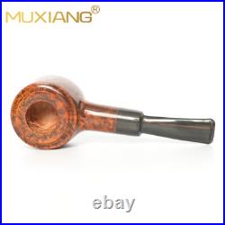 MUXIANG Smooth Pot Pipe Handmade Briar Wooden Tobacco Smoking Pipe Ebonite Stem