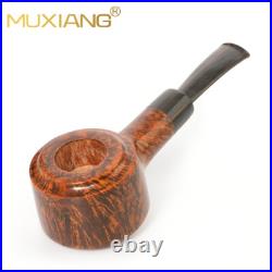 MUXIANG Smooth Pot Pipe Handmade Briar Wooden Tobacco Smoking Pipe Ebonite Stem