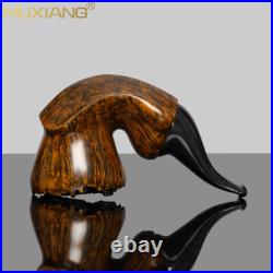 MUXIANG Smooth Volcano Pipe Briar Wooden Tobacco Pipe With Burl Cumberland Stem